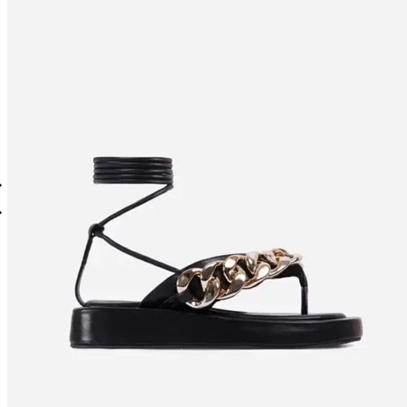 NWT!! Chain Thong Platform Gladiator Sandal- Black - Picture 5 of 5